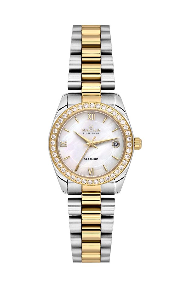 Sapphire Glass Silver - Gold Women's Wristwatch Nc34-39A427-Cwms