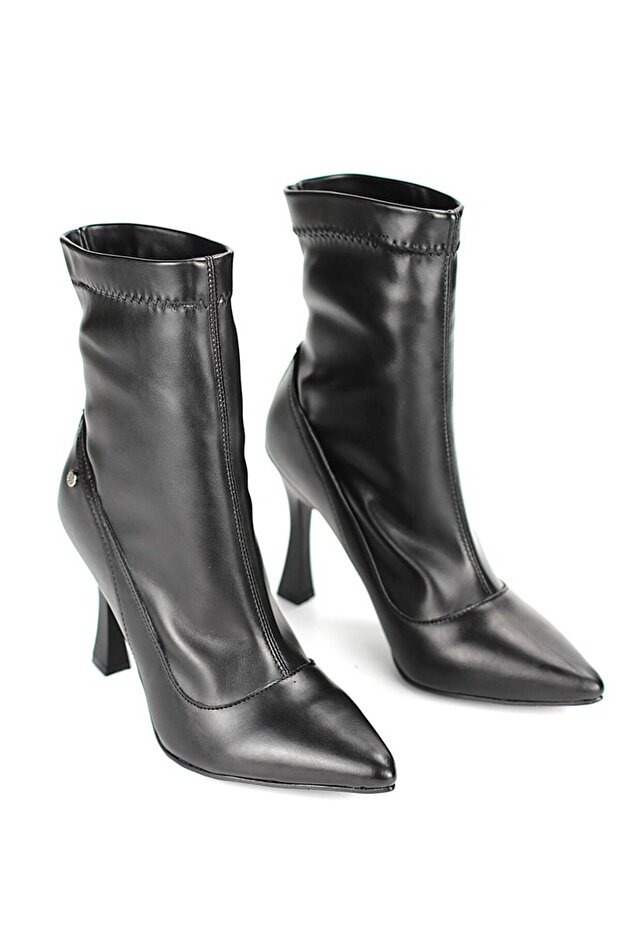 Mojito Siyah Cilt Esnek Yumuşak Kaymaz Taban (10cm) Streç Bot - 4