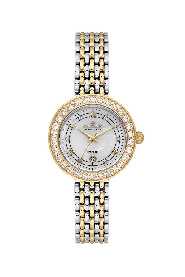 Sapphire Glass Silver - Gold Women's Wristwatch Nc34-39B717-Csms