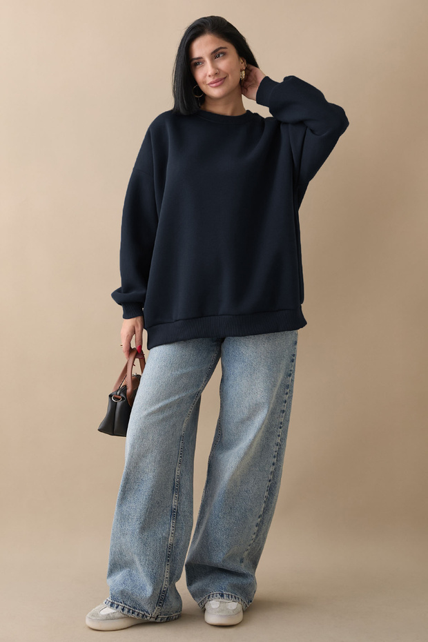 Şardonlu Basic Lacivert Sweat - 6