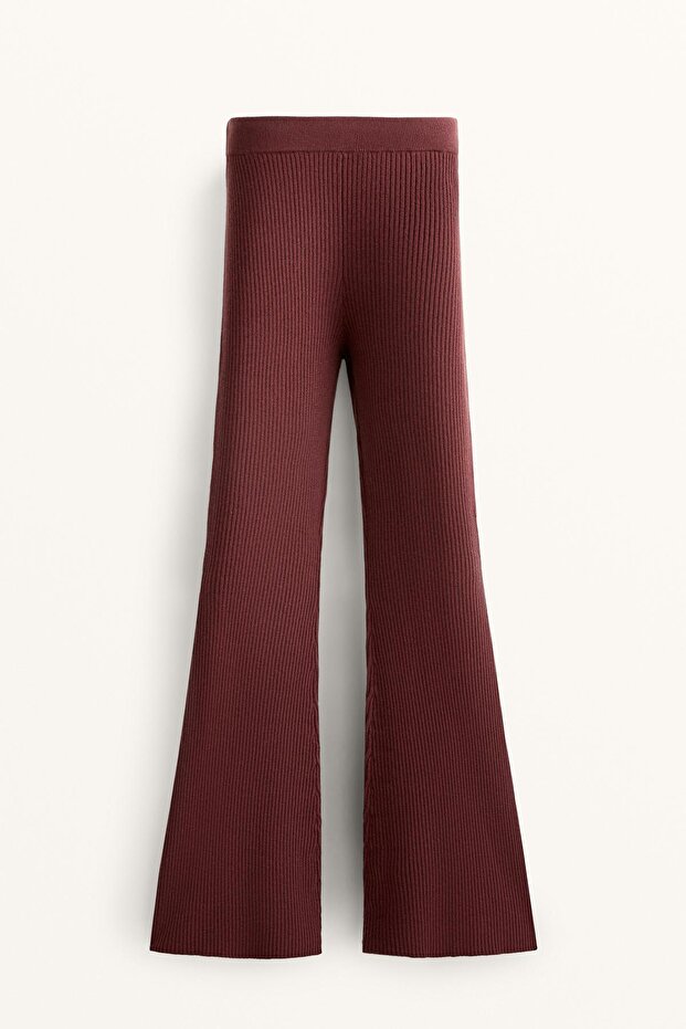 Fitilli örgü ispanyol paça pantolon - 7