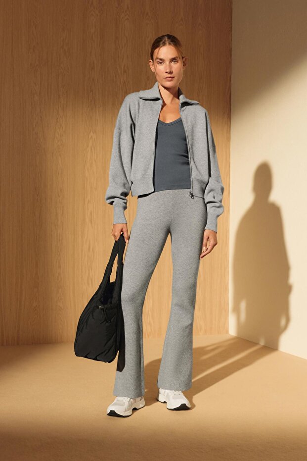 Örgü ispanyol paça pantolon - 1