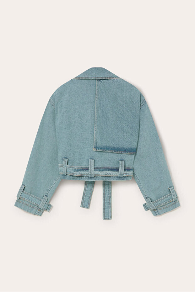 Denim Mini Trenç Ceket - 3