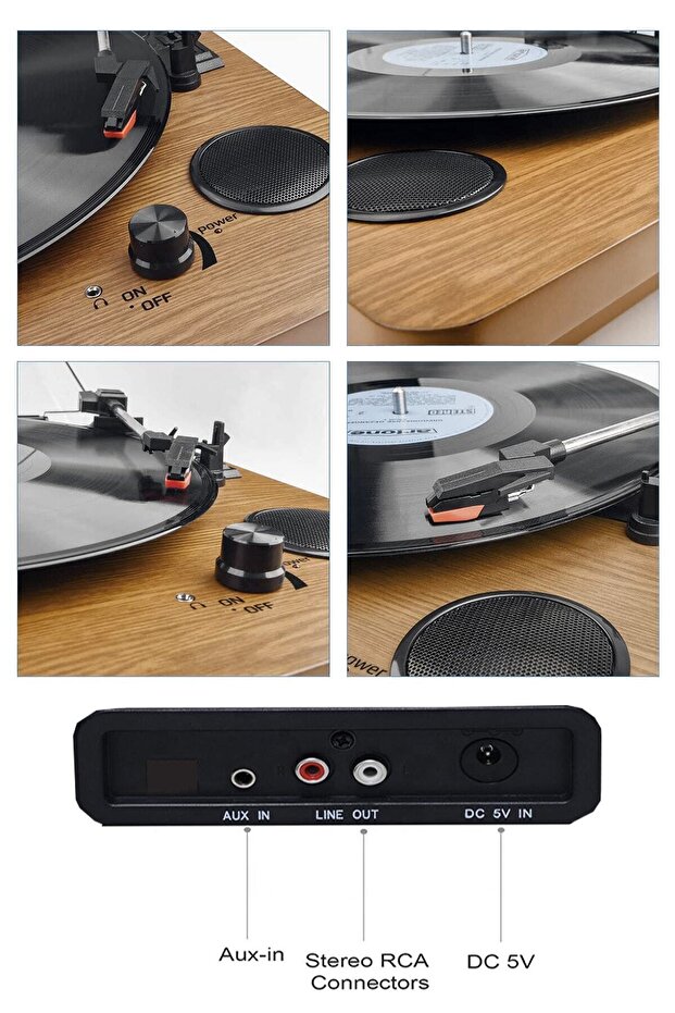 Mtx-256x Şarj Bluetooth Aux Iğne Dahil Hoparlörlü Pikap Plak Çalar Ahşap - 5