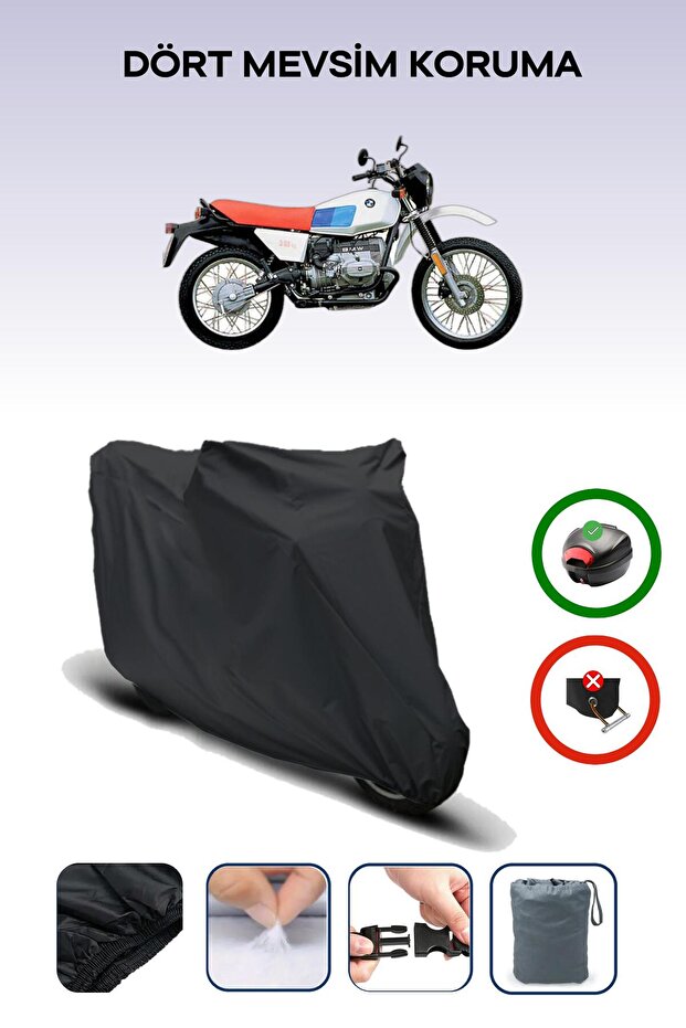 Black Bmw R 80 Gs Motorcycle Tarpaulin Rear Bag Compatible