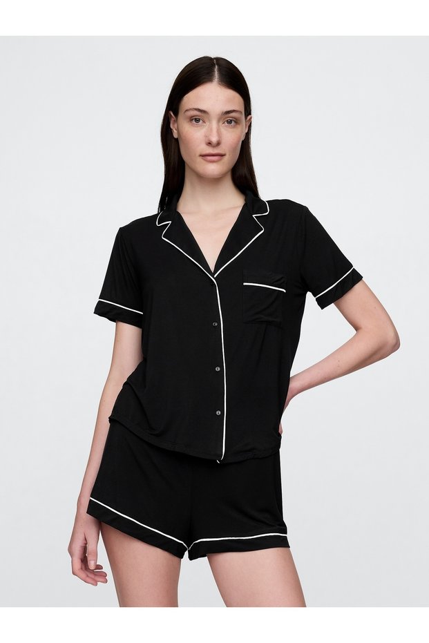 Kadın Siyah Modal Pijama Üstü