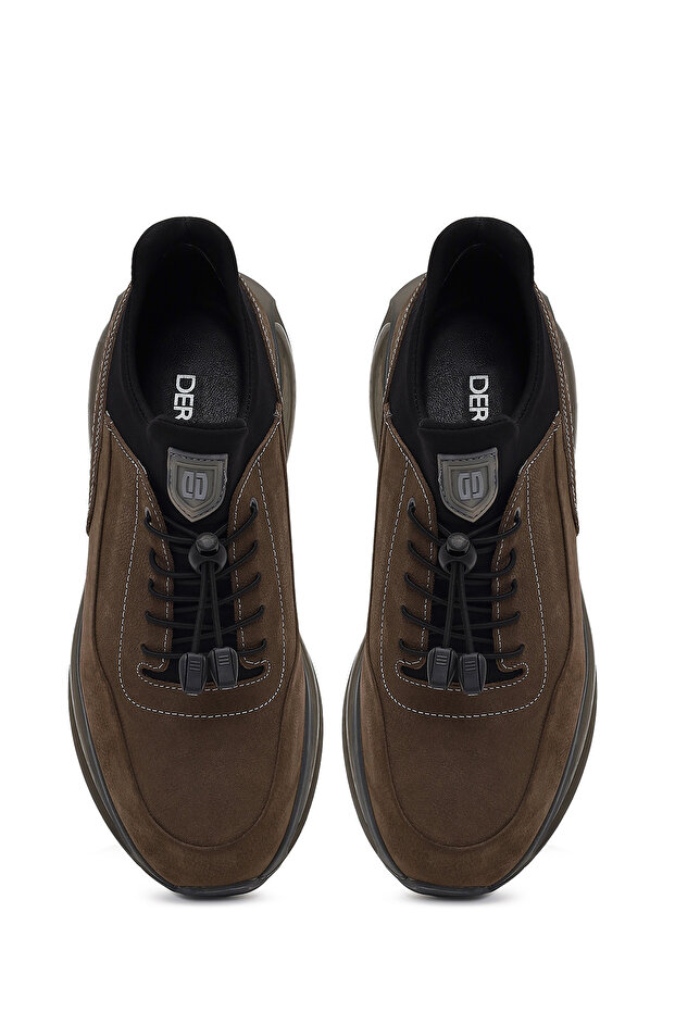 Erkek Vizon Bağcıklı Kalın Tabanlı Nubuk Deri Sneaker,Kışlık Spor Ayakkabı 25WFD6821V3 - 7