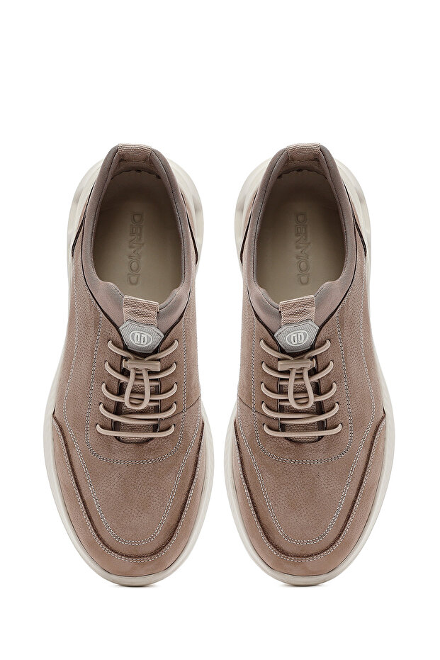 Erkek Vizon Bağcıklı Nubuk Deri Sneaker 25SFD6760V3 - 7