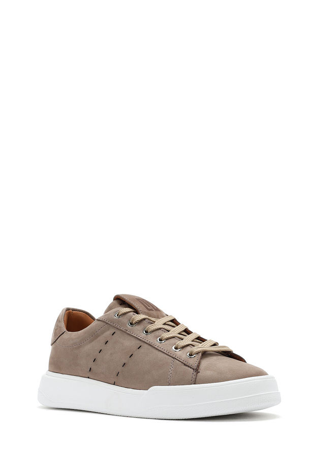 Erkek Vizon Bağcıklı Nubuk Deri Sneaker 25SFD7075V3 - 6