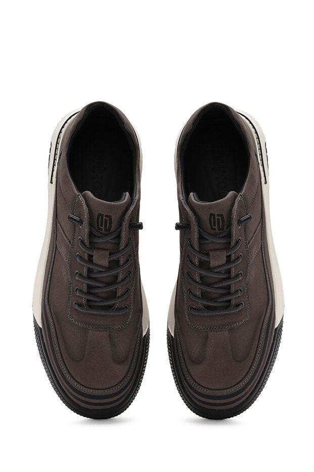 Erkek Gri Bağcıklı Kalın Tabanlı Nubuk Deri Sneaker 25SFD6935V3 - 7