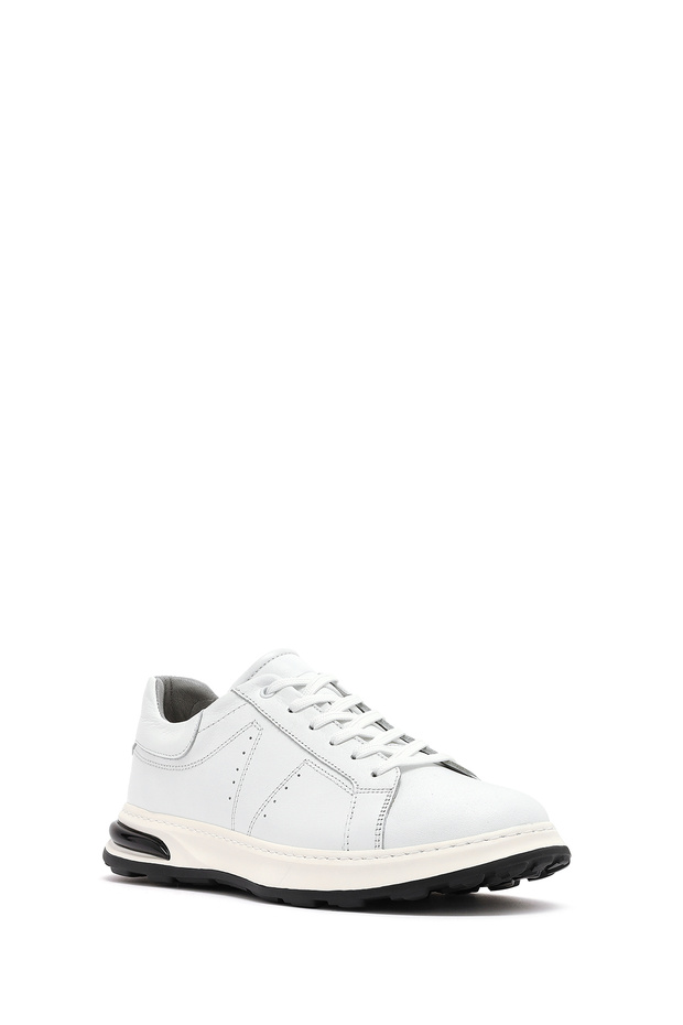 Erkek Beyaz Bağcıklı Kalın Tabanlı Deri Sneaker 25SFD675018 - 6
