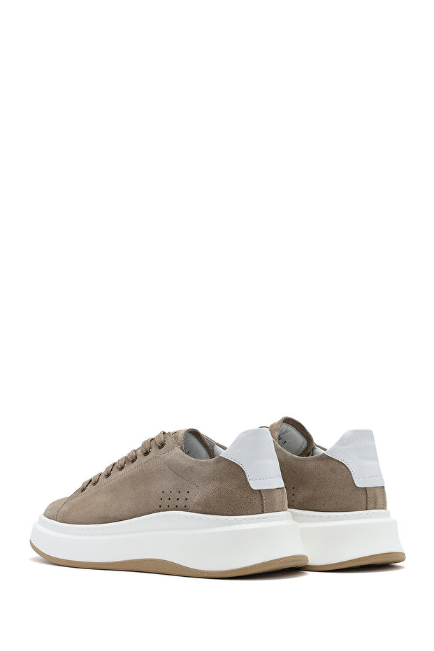 Erkek Bej Bağcıklı Kalın Tabanlı Nubuk Deri Sneaker 25SFD6109V3 - 5