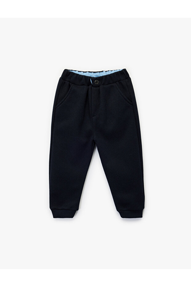 Buttoned Jogger Sweatpants with Elastic Waist and Pockets