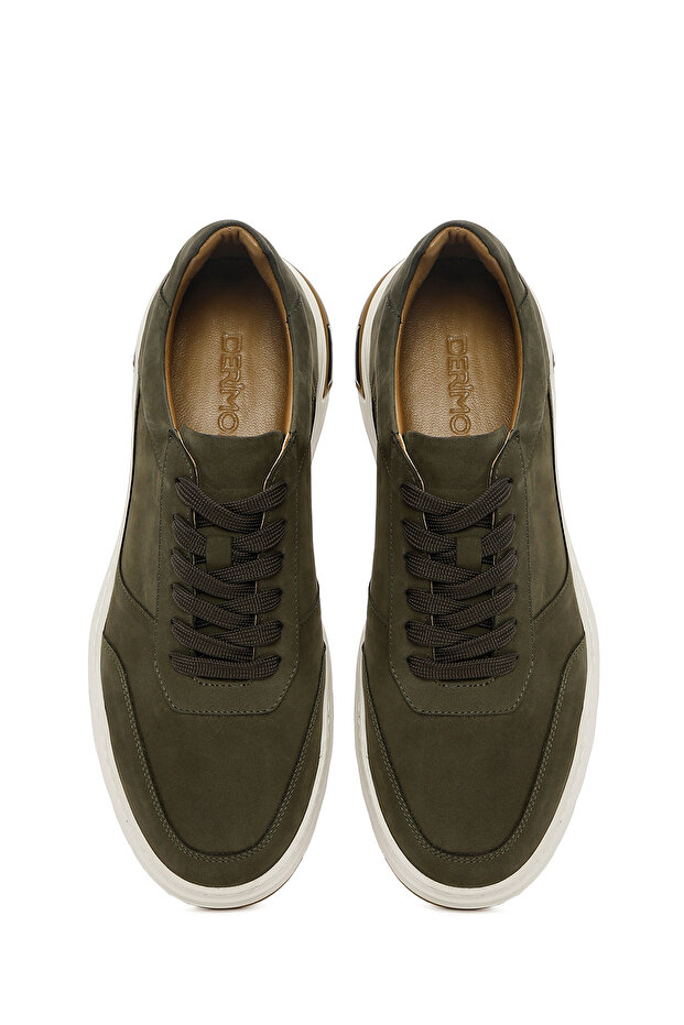 Erkek Haki Bağcıklı Nubuk Deri Sneaker 25SFD6119V3 - 7