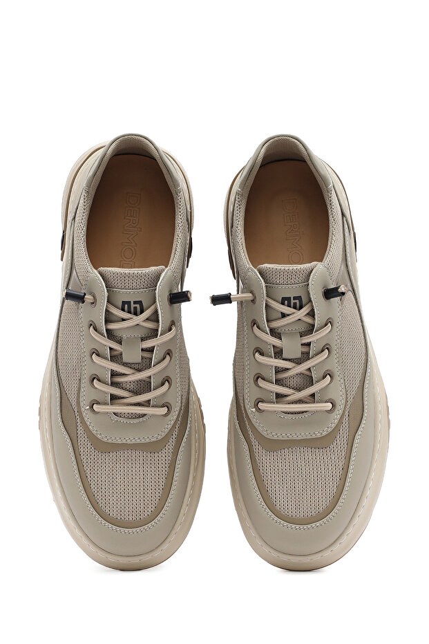 Erkek Bej Bağcıklı Deri Sneaker 25SFD693714 - 7