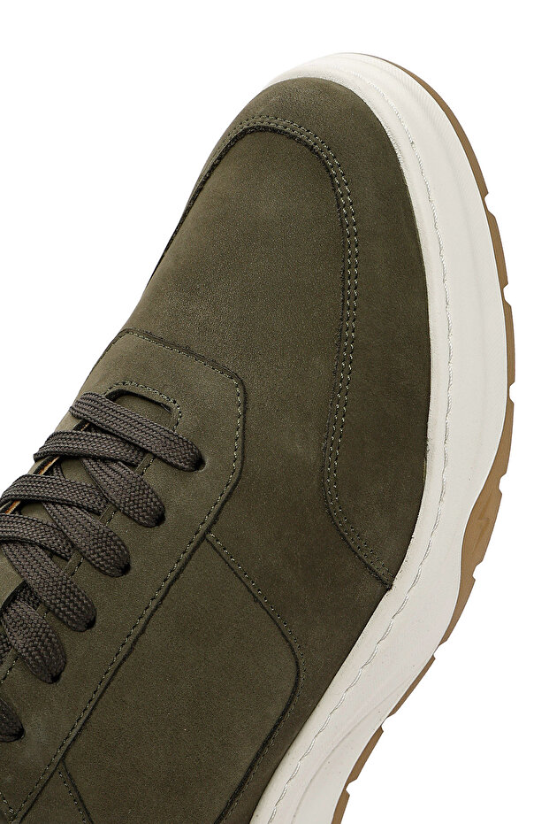 Erkek Haki Bağcıklı Nubuk Deri Sneaker 25SFD6119V3 - 8