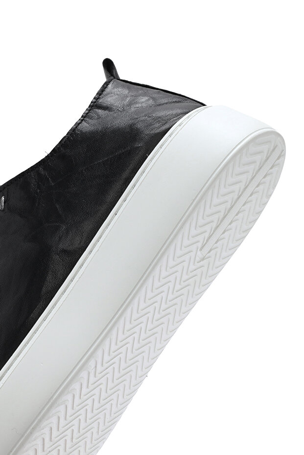 Erkek Siyah Bağcıklı Kalın Tabanlı Deri Sneaker 25SFD688326 - 8