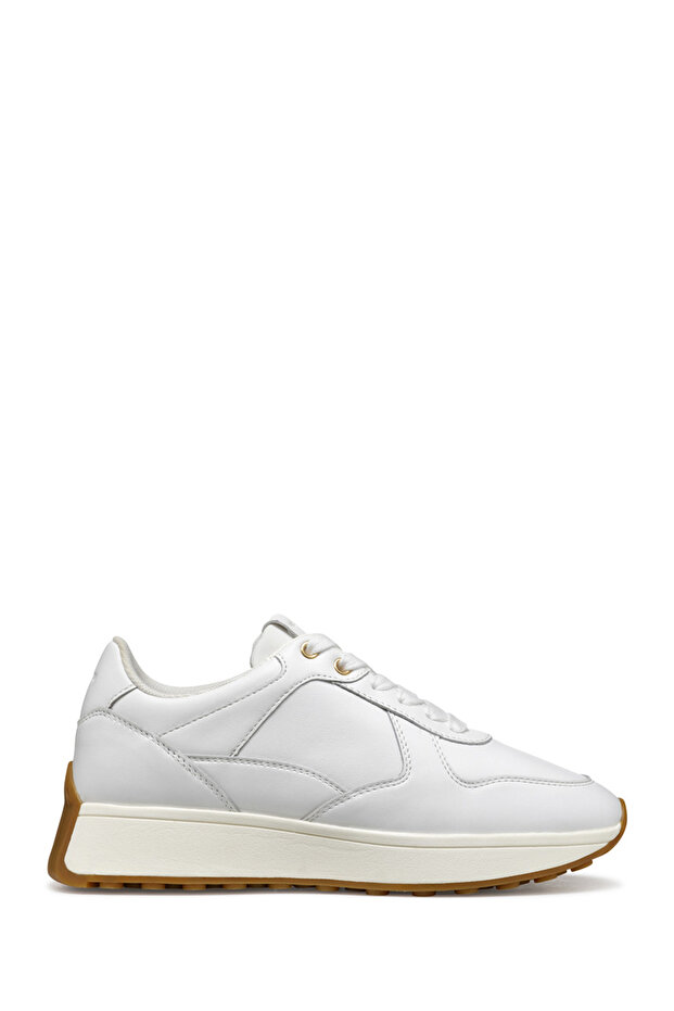 Women's White D Amabel a - Nappa Lace-Up Sneakers, Genuine Leather Sneaker D45Mda00085C1000