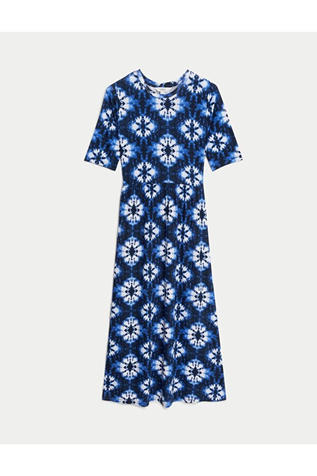 Kısa Kollu Midi Örme Elbise - 5