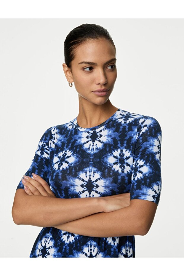 Kısa Kollu Midi Örme Elbise - 2