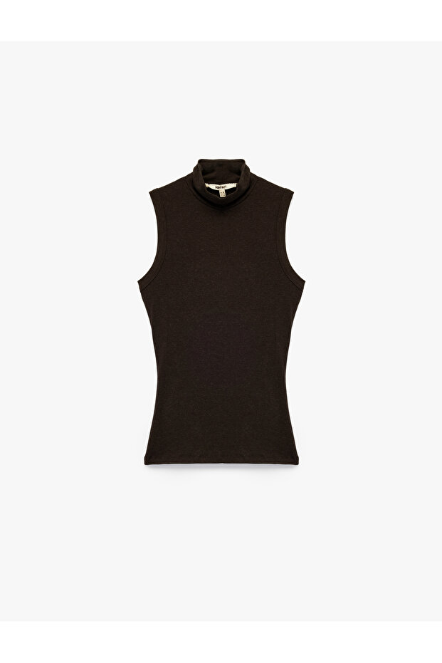 Sheep Wool Blended Slim Fit Stand Collar Sleeveless Bodysuit