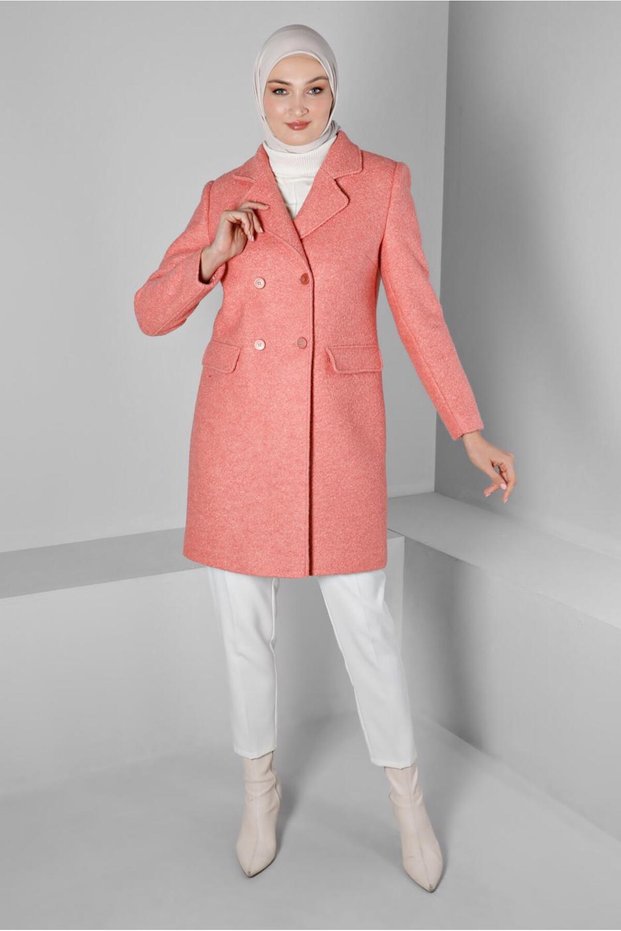 BUTTON DETAILED CROWACE COLLAR COAT 90381-1