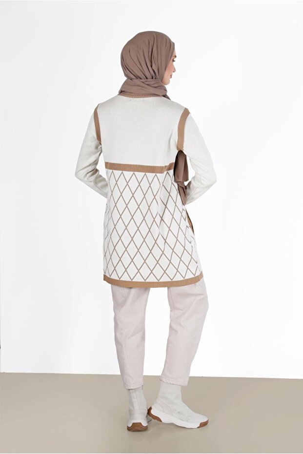 GEOMETRİK DESEN DETAYLI TRİKO HIRKA 42067 - 3
