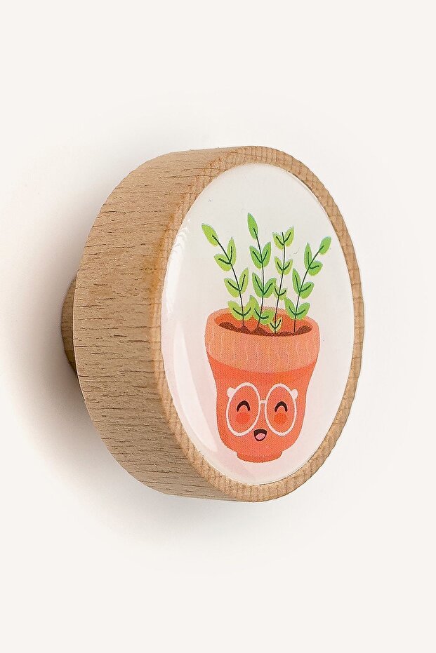 Sevimli Çiçek Ahşap Kulp - 1