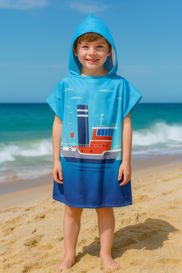 Children's Poncho Beach Towel - Sea Towel
