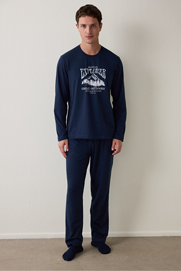 Erkek Everest Oversize Uzun Kollu Pijama Takımı - 1