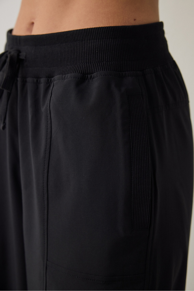 Siyah Oversize Normal Bel Bağcıklı Jogger Eşofman Altı - 6