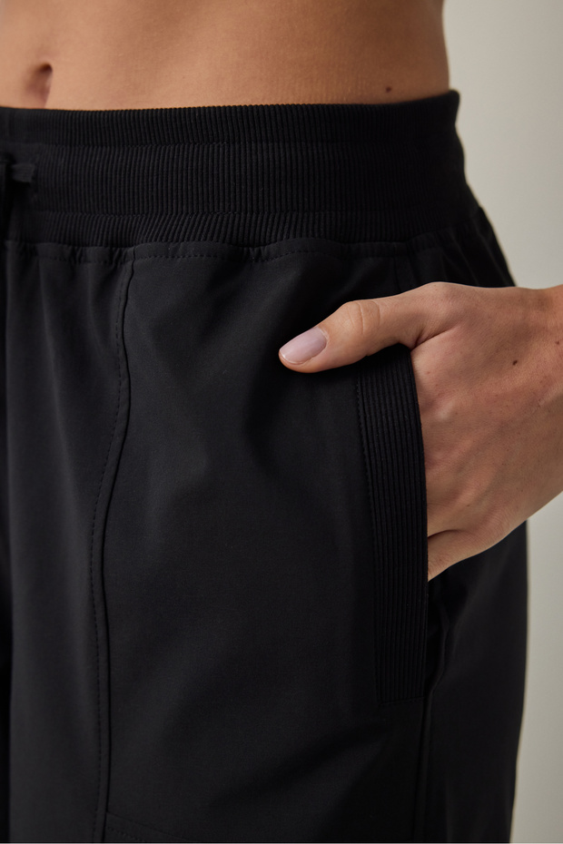 Siyah Oversize Normal Bel Bağcıklı Jogger Eşofman Altı - 4