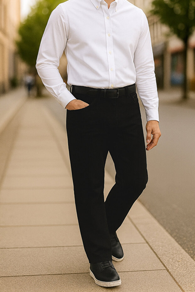 Vysoce kvalitní džíny Marcus Hunter s vysokým pasem a pružným pytlovitým střihem - C346-černé - 4