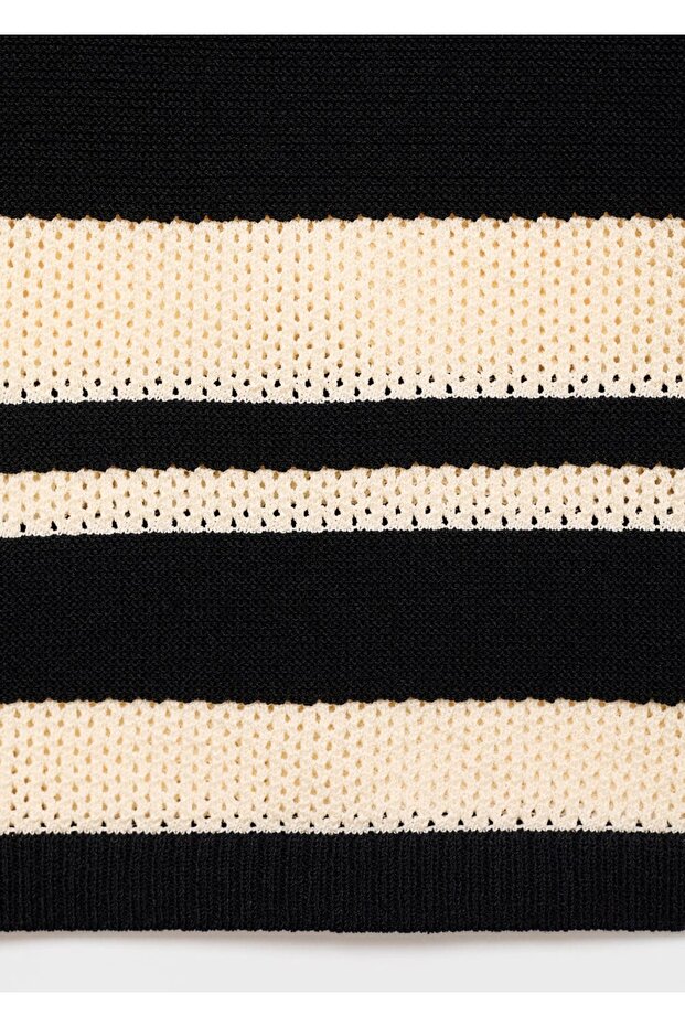 Çizgili midi triko etek - 5