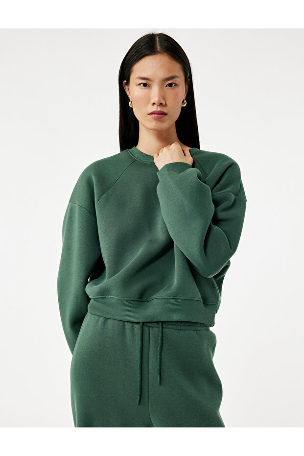 Regular Fit Three Thread Sh Fleece-Lined Long Sleeve Crew Neck Basic Sweatshirt