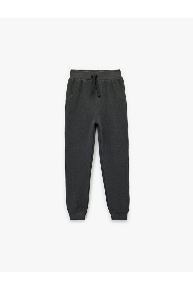 Cotton Elastic Waist Basic Jogger Sweatpants - 1