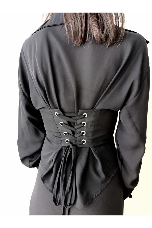 SİYAH BAĞCIKLI GÖMLEK - 6