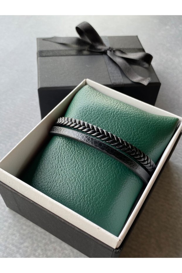 Leather and Hair Braid Double Steel Bracelet, Gift for Man, Gift for Lover, Father's Day, Valentine's Day