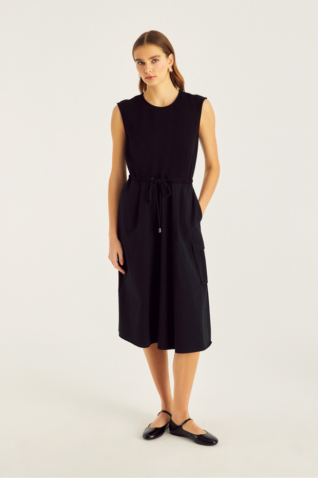 Knitted Poplin Blended Midi Length Sports Dress