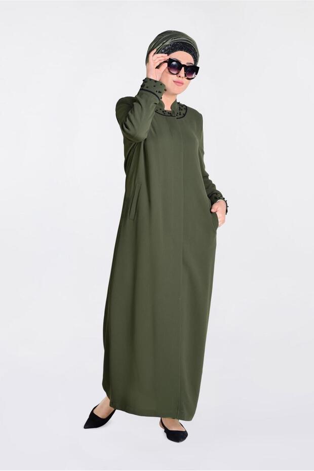 Pearl-Embellished Overcoat with Sleeves and Collar Part 1290