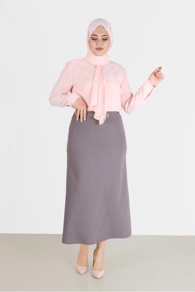 Leather-Detail Plus Size Skirt 60217