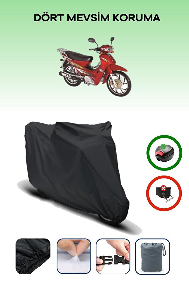 Black Bisan Roadstar Cub Motorcycle Tarpaulin Rear Bag Compatible