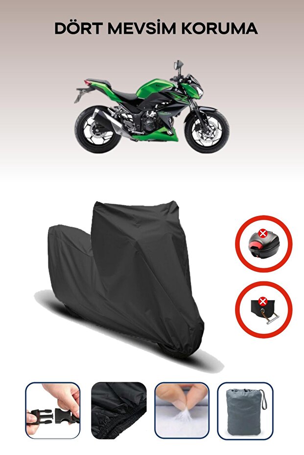 Black Kawasaki Z 300 Motorcycle Tarpaulin Rear Bag Not Compatible