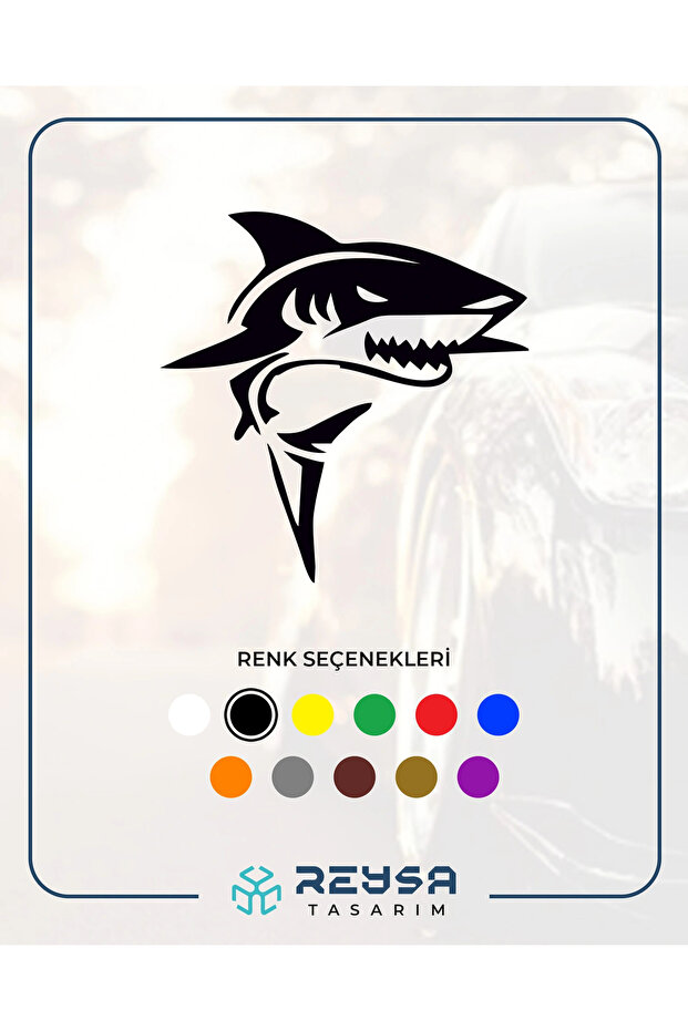 ملصق سيارة Angry Shark مقاس 17x17 سم باللون الأسود