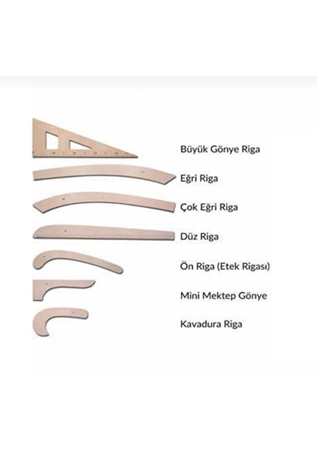 7’li Ahşap Riga Takımı - Riga Cetveli - Riga Seti - 5