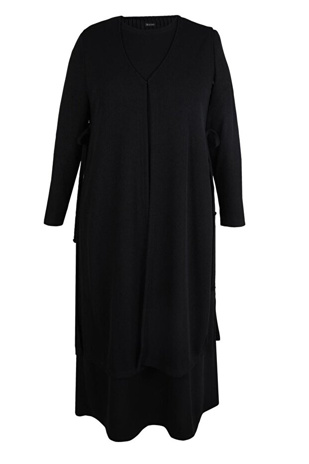 YELEKLİ ELBİSELİ BÜYÜK BEDEN TAKIM 20479 - 1