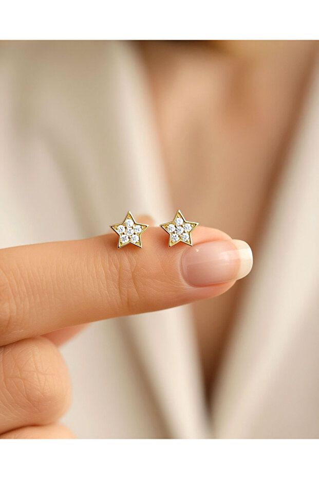 Minik Yıldız 14 Ayar Altın Küpe - 1