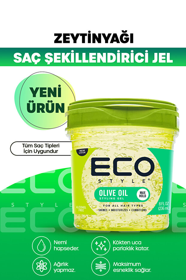 ECO STYLE Zeytinyağı İçerikli, Maximum Tutuş Ve Parlaklık Sağlayan Besleyici Şekillendirici 236 Ml