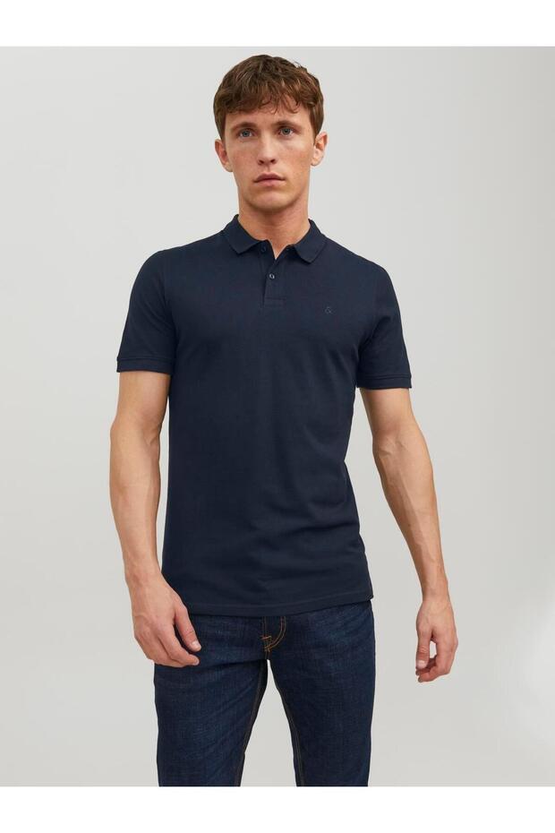 Jjbasic Polo Ss Noos Navy Blue