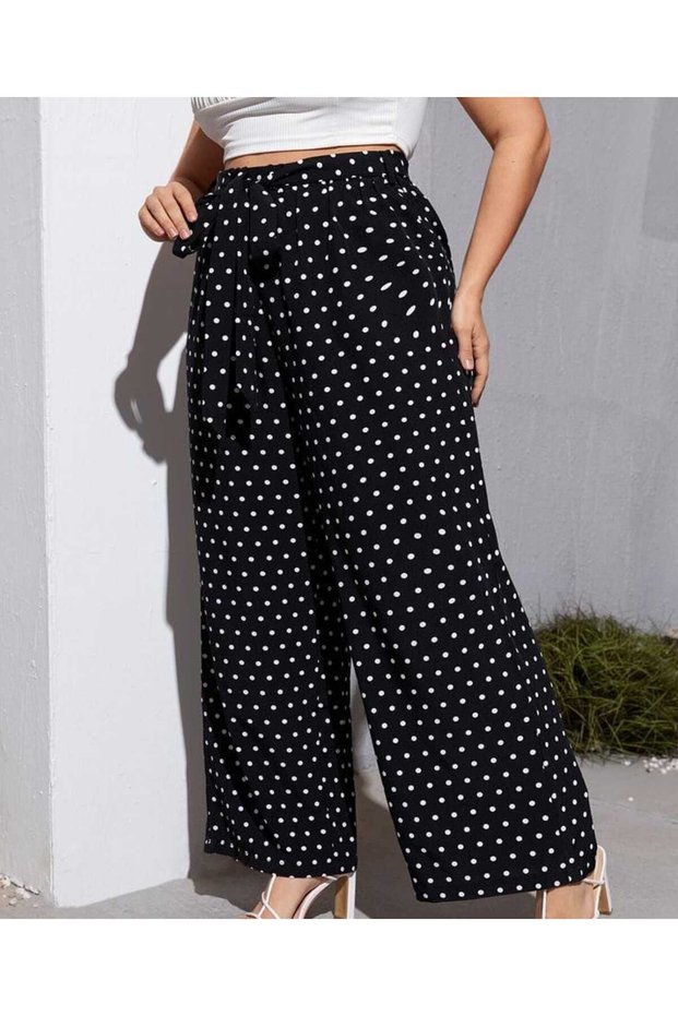 Polka Dot Reported Camisole Elastic Women's Casual Pants